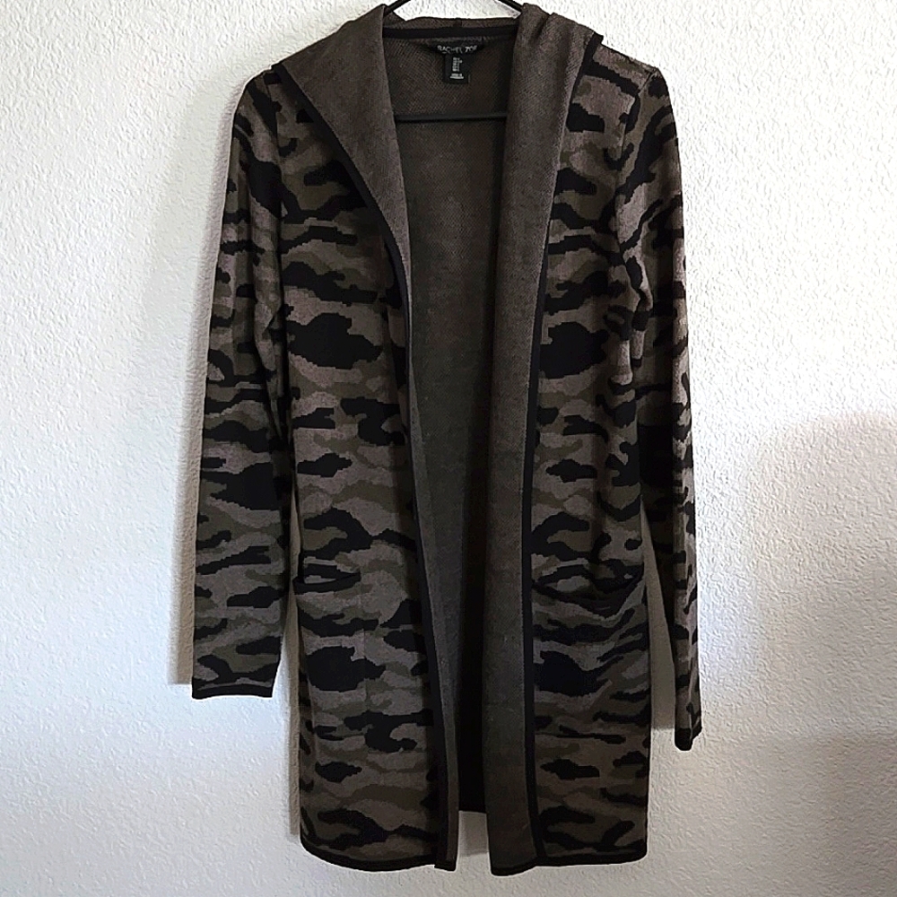 Rachel Zoe, Long Hoodie Sweater, Famous, green, gray, black, Small